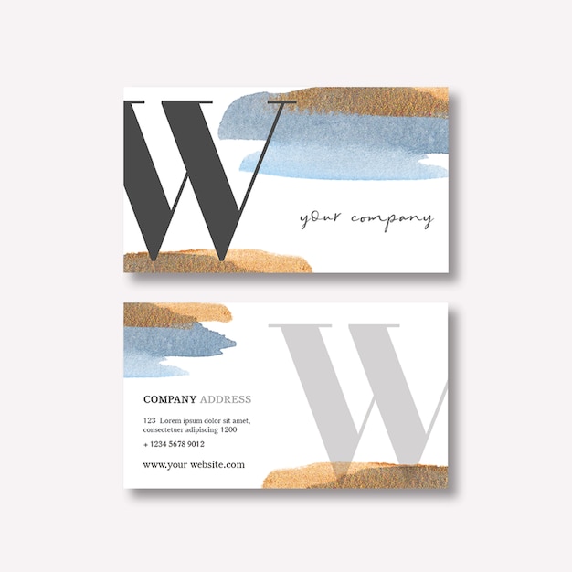 Free PSD business card template with watercolor brustrokes