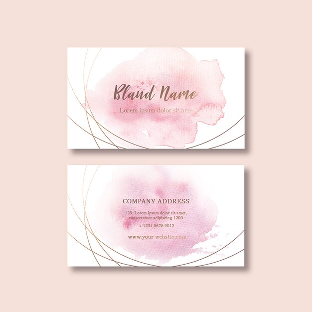 Free PSD business card template with watercolor brustrokes