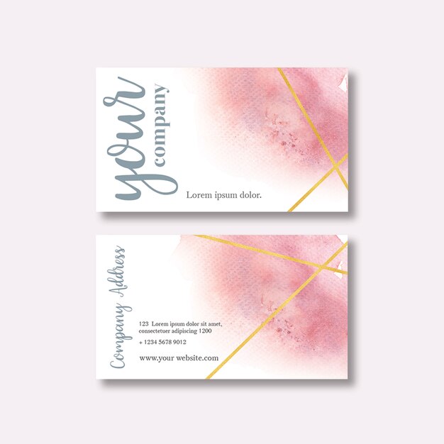 business card template with watercolor brustrokes