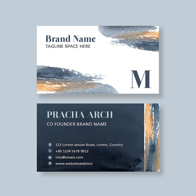 Watercolor Brushstroke Business Card Template – Free PSD Download