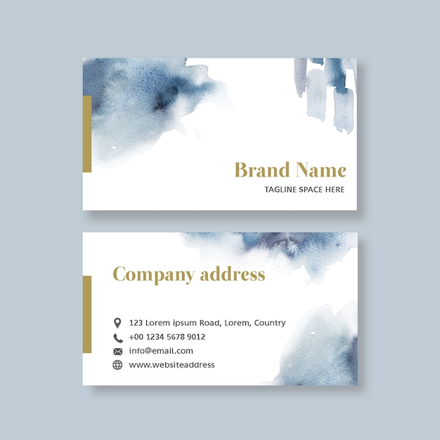 Free PSD business card template with watercolor brustrokes