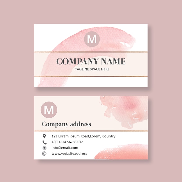 PSD Templates: Business card template with watercolor brustrokes – Free PSD download