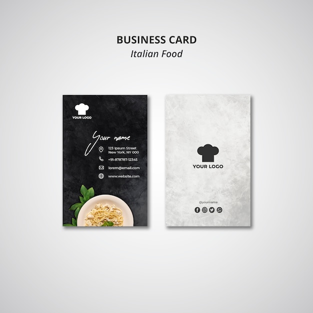 Free PSD business card for traditional italian food restaurant