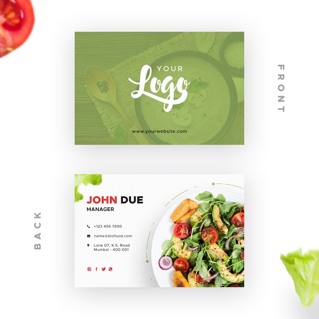 Business card with bio restaurant