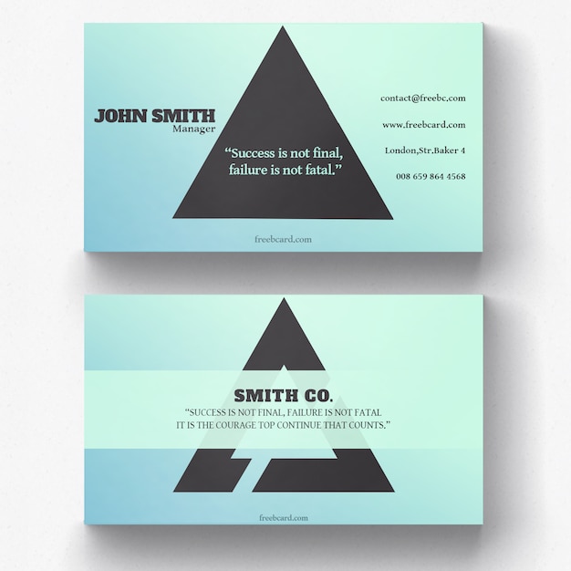 Business card with black triangle