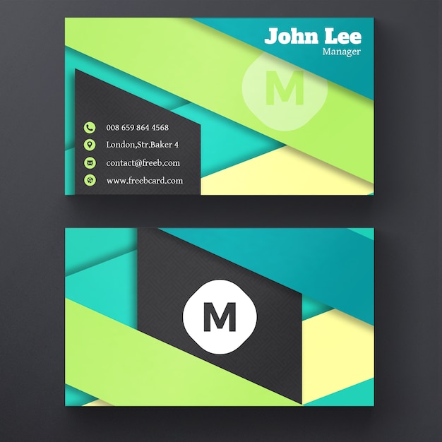 Free PSD business card with geometric ribbons