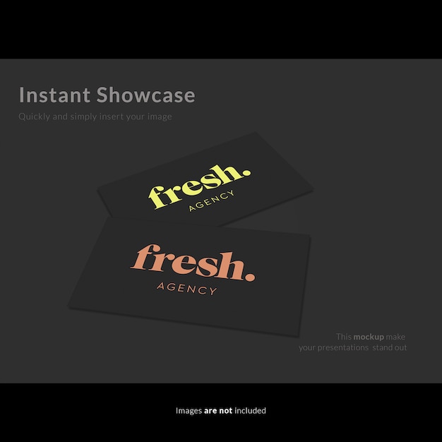 無料PSD 暗いbakcgroundでロゴを持つ名刺をモックアップ