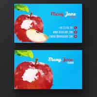 Free PSD business card with watercolor apples