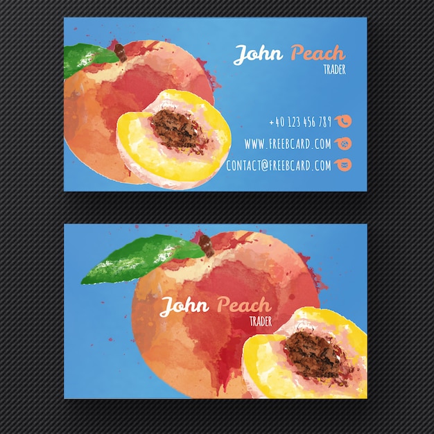 Free PSD business card with a watercolor peach