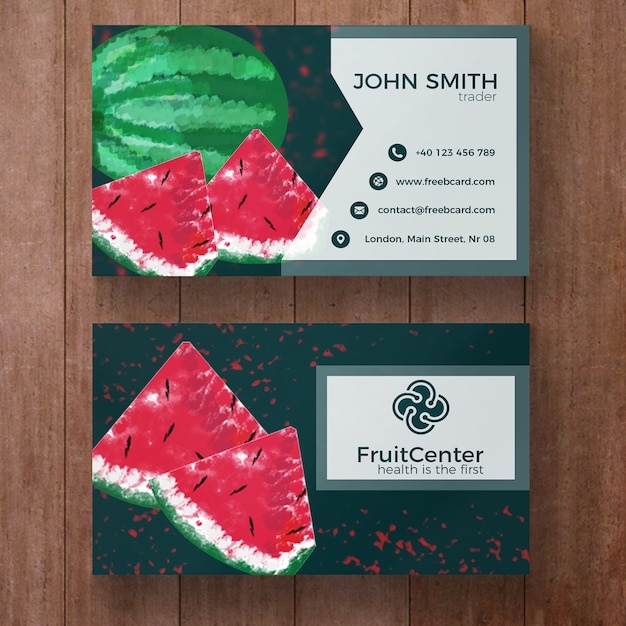 Free PSD business card with watermelone