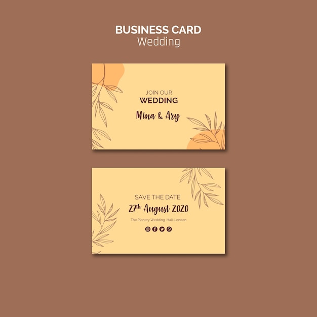 Business card with wedding theme