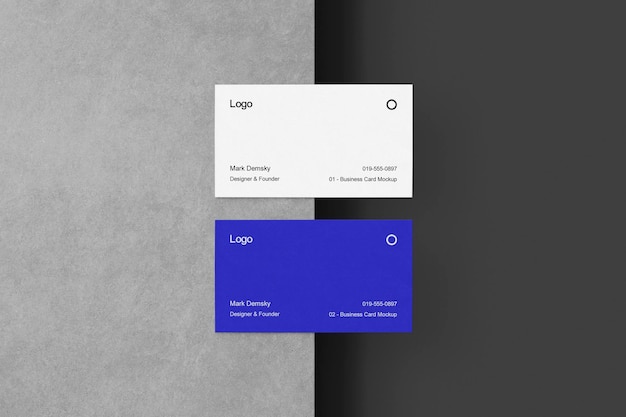 Business cards mockup half concrete