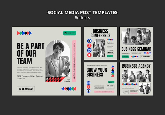 Free PSD business concept instagram post set