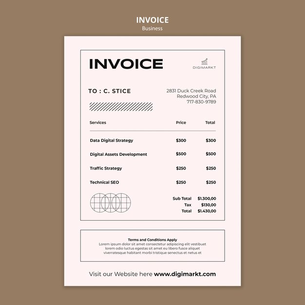 Business concept invoice template