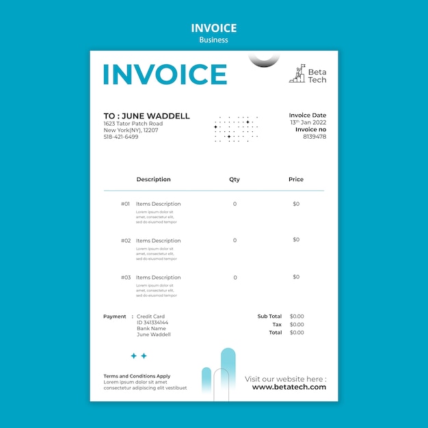 Business concept invoice template