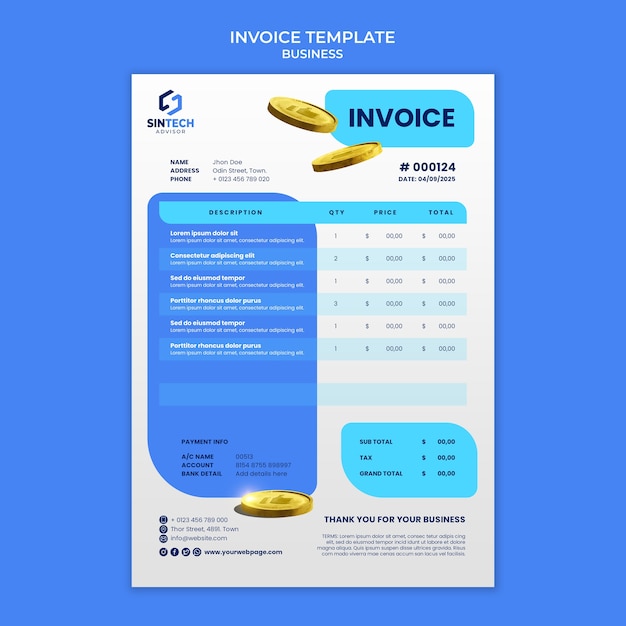 Free PSD business concept invoice template