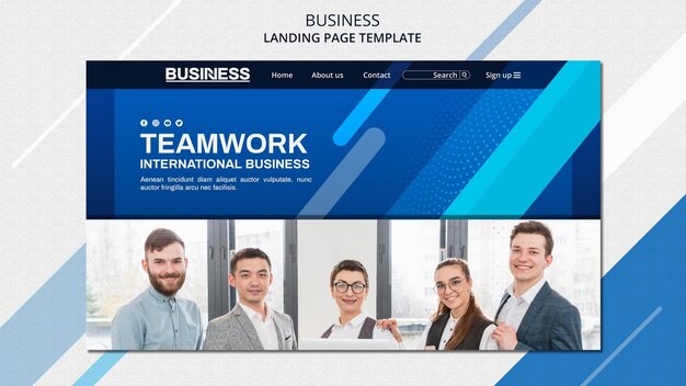 PSD gratuito modello di pagina di destinazione del concetto di business