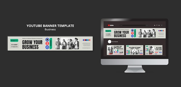 Free PSD business concept youtube banner template