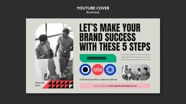 Бесплатный PSD Шаблон обложки youtube для бизнес-концепции