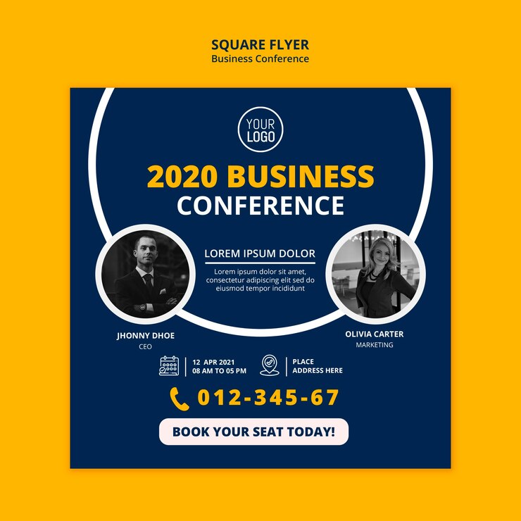 Free PSD business conference concept square flyer template
