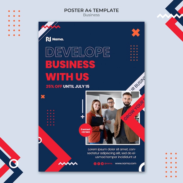 PSD gratuito modello di poster per lo sviluppo del business