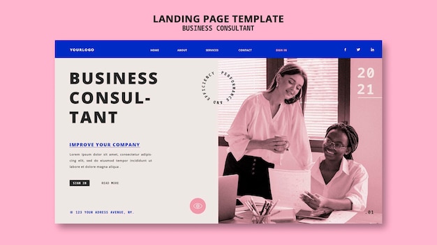 Free PSD business document landing page design template