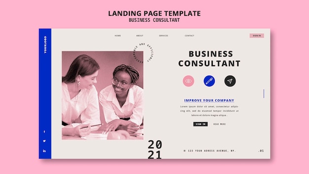 Business document landing page design template