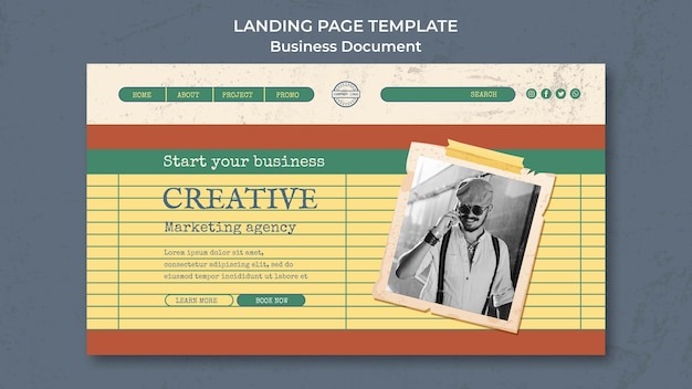 Free PSD business document landing page template design