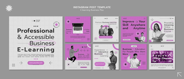 Free PSD business e-learning skills company instagram posts collection