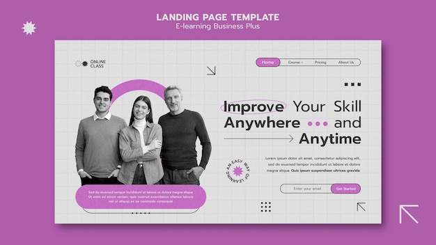 Business e-learning skills company landing page template