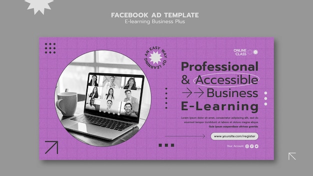 Business e-learning skills company social media promo template