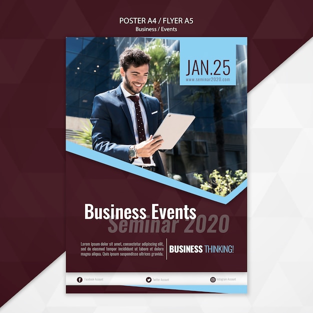 Business events seminar poster template