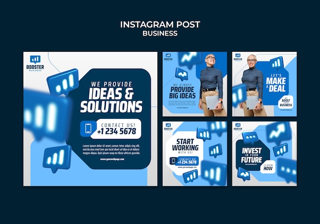 Бесплатный PSD Дизайн шаблонов бизнес-постов в instagram