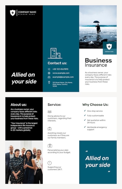 Free PSD business insurance brochure template psd with editable text