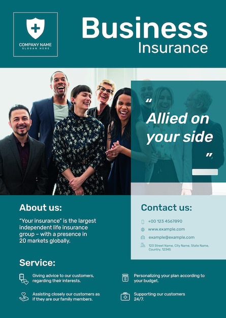 Free PSD business insurance poster template psd with editable text