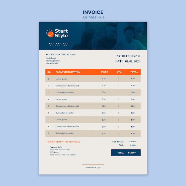 Business invoice template