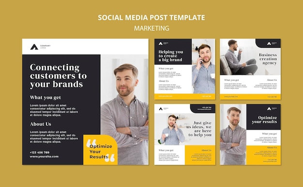 Free PSD business marketing social media post