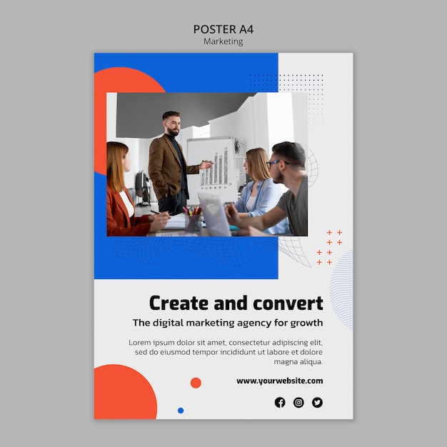 PSD gratuito modello di poster verticale di marketing aziendale