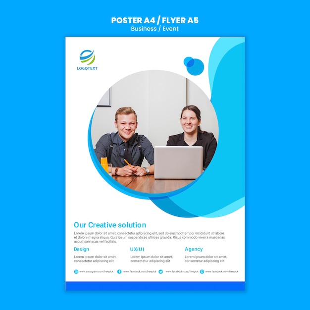 Business online poster concept template – free PSD download