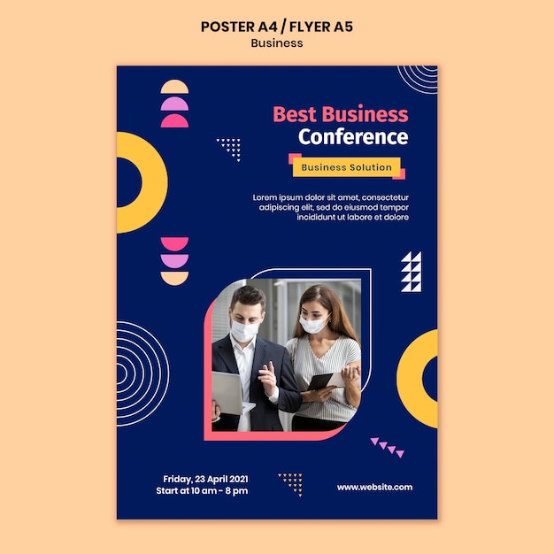 Business poster template with colorful shapes