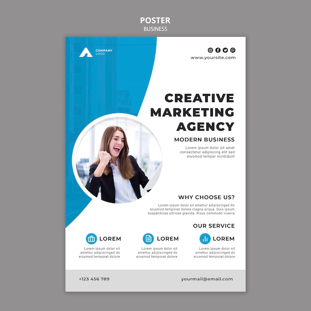 Business poster template with photo