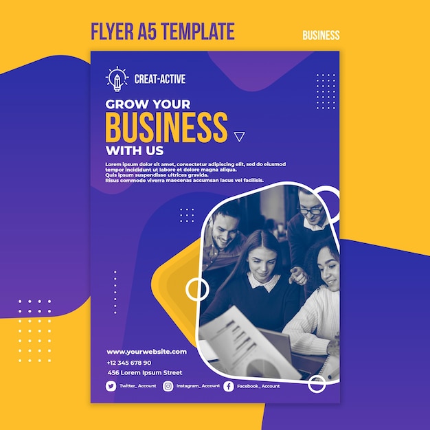 Business print template with photo