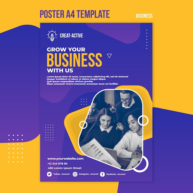 Business print template with photo