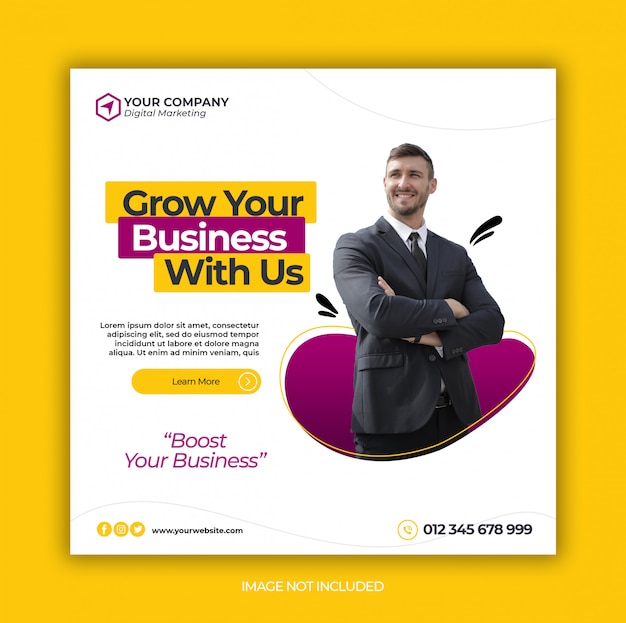 Business promotion and corporate social media banner template or square flyer