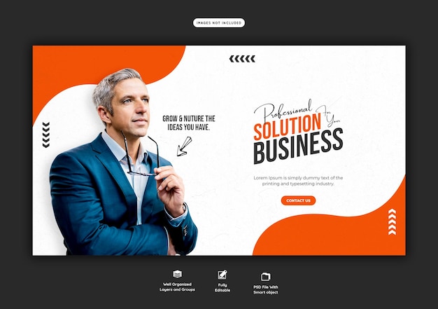 Business promotion and corporate web banner template with free PSD download