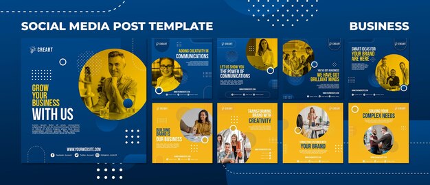 Business social media posts template with photo