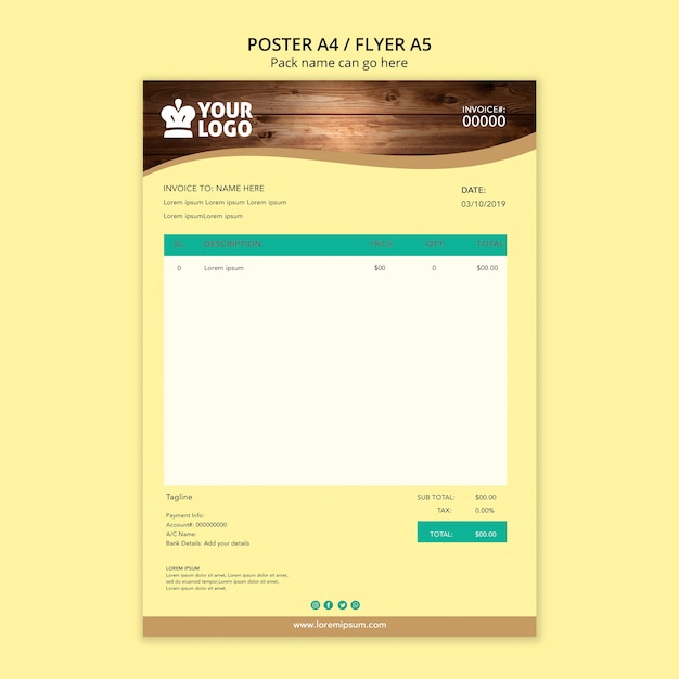 Business Stationery Invoice for Restaurant – PSD Templates