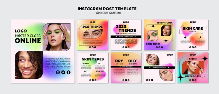 Бесплатный PSD набор постов в instagram для бизнес-стратегии