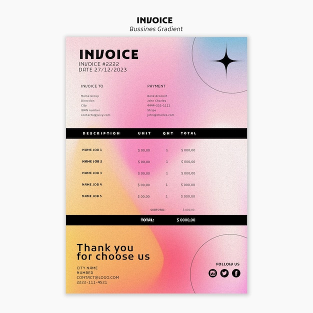 Free PSD business strategy invoice template