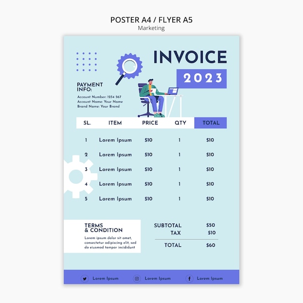 Free PSD business strategy invoice template